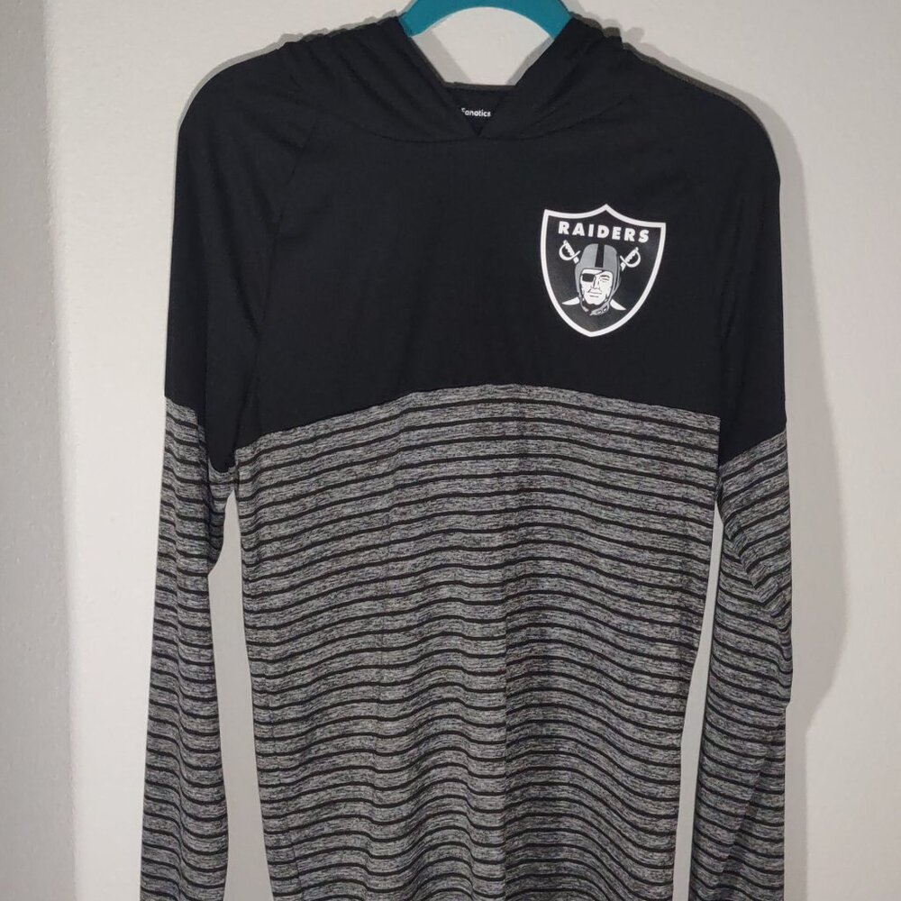 Fanatics Las Vegas Raiders Long Sleeve Hoodie T-Shirt Black/Grey Men's Medium